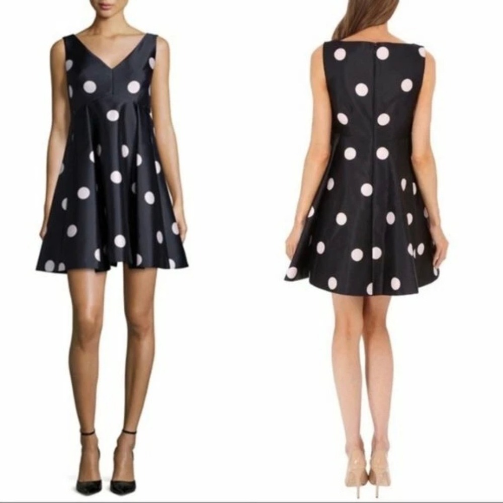 Kate Spade New York Polka Dot V-Neck Fit and Flare Dress Navy Pink Size 6